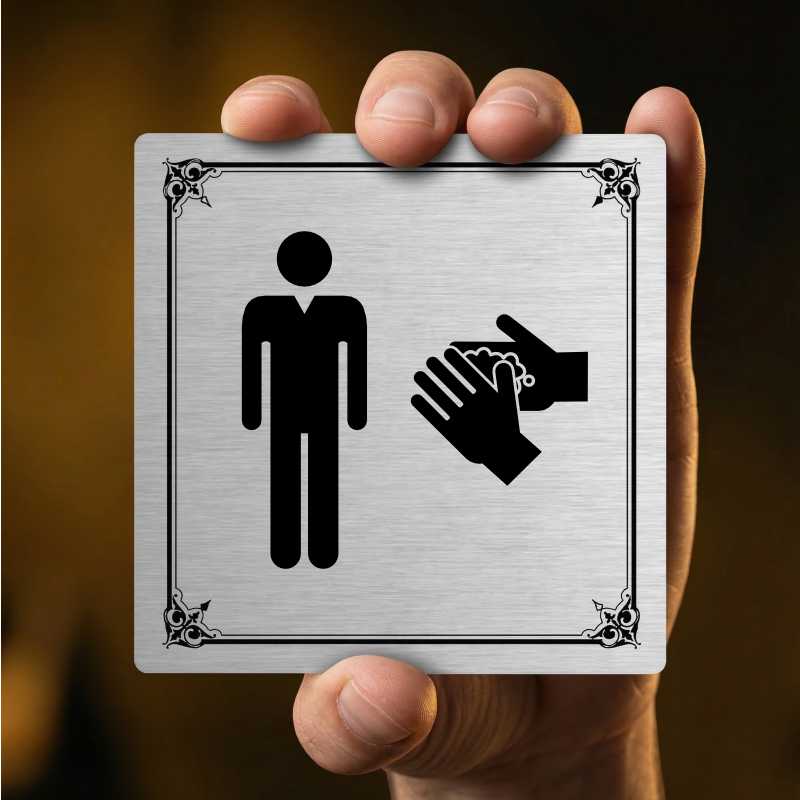 WC muži, 80x80mm, stříbrná, Nebraska